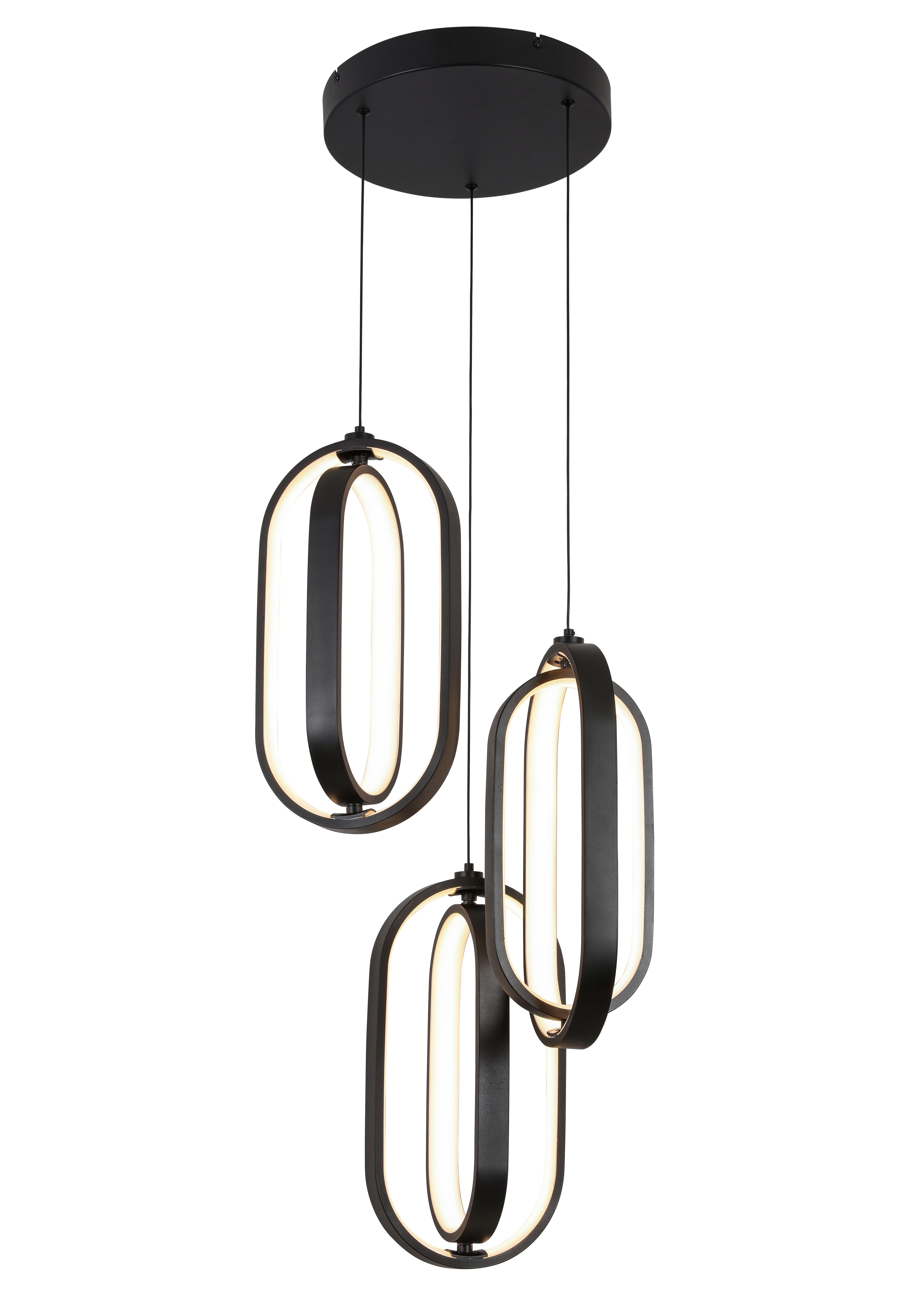 LAMPA WISZĄCA LED NIMA - czarny, Design, tworzywo sztuczne/metal (34/250cm) - Novel
