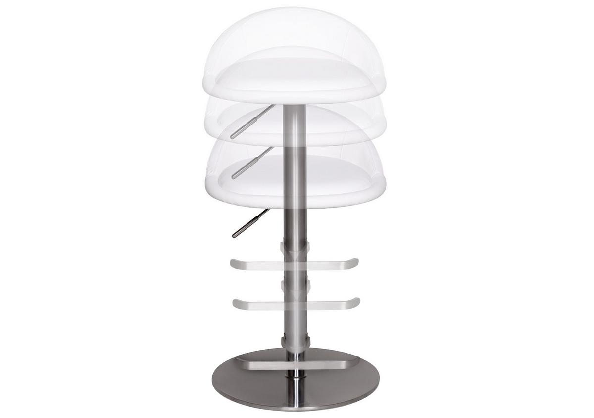 STOŁEK BAROWY WL1.282 - kolor srebrny/biały, Modern, metal/tkanina (43/65/43cm) - MID.YOU