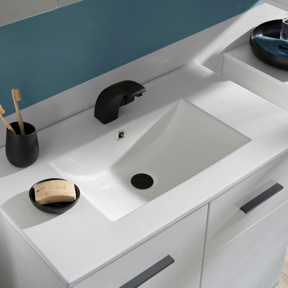 Umivalna Enota Z Umivalnikom Avanti, Bela - bela/visoki sijaj, Design, umetna masa/leseni material (79,8/84,6/46cm) - Hom`in