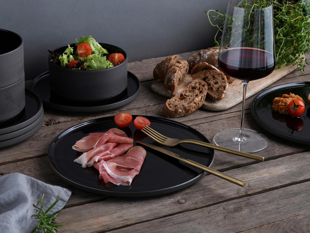 Tafelservice Futuro Schwarz, 12-teilig - Schwarz, Trend, Keramik (39/34/34null) - Connubia 