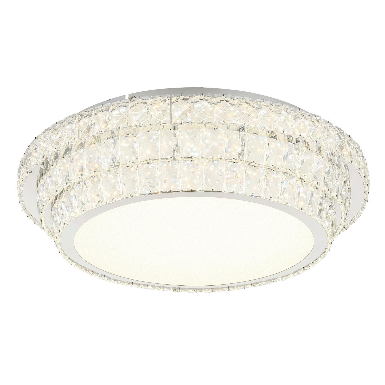 Led Stropna Svjetiljka Boja Kroma, Prozirno - prozirno/boje kroma, Konvencionalno, staklo/metal (60cm) - Globo