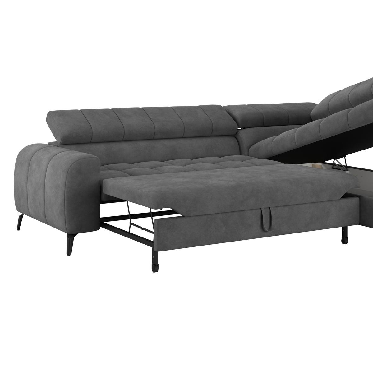 Kutna Garnitura Volf - tamno siva/crna, Trend, tekstil/metal (261/203cm)