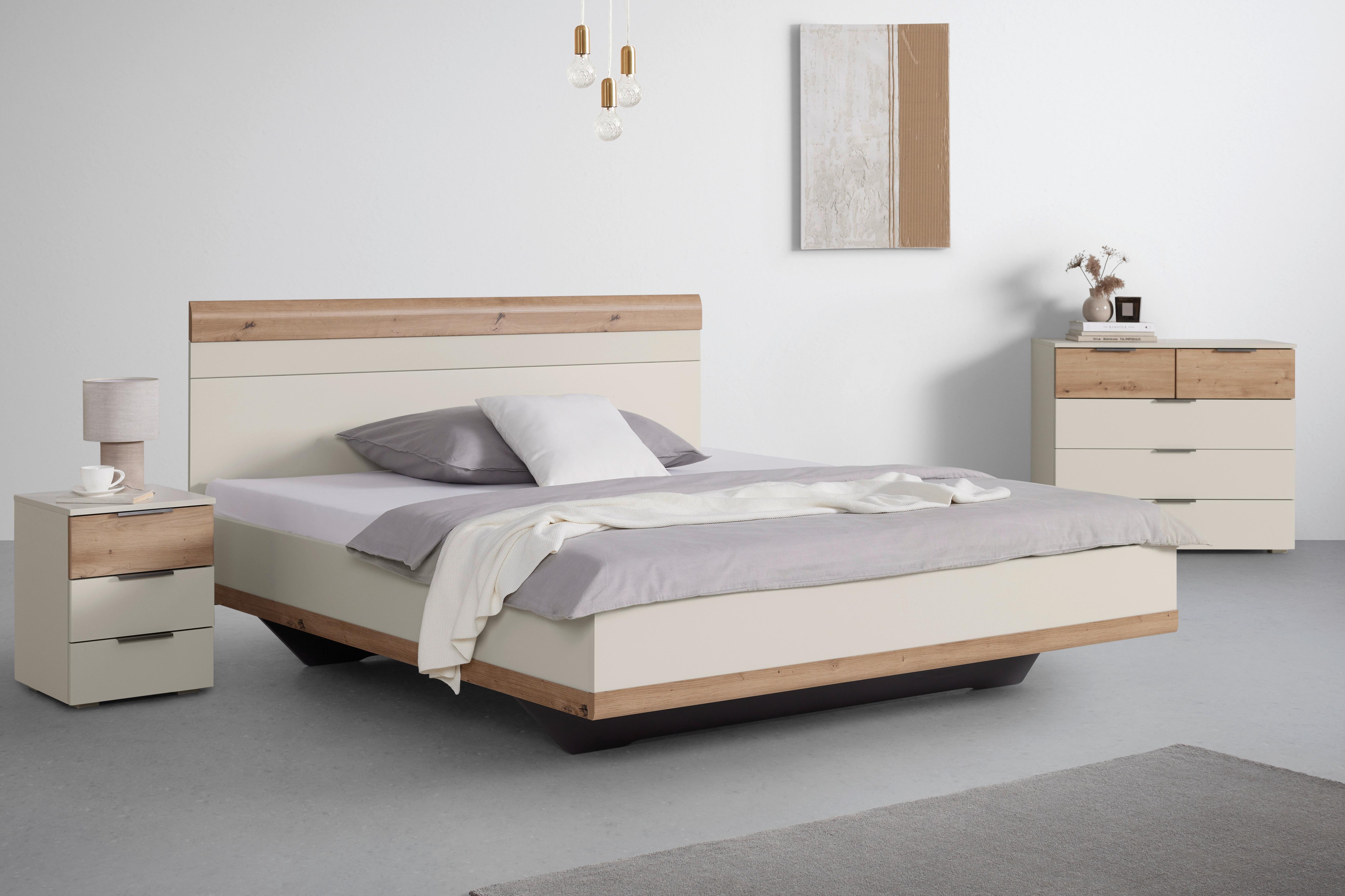 Bett Ellmau Champagner/Eiche ca. 180x200cm - Champagner/Eiche Artisan, KONVENTIONELL, Holzwerkstoff (180/200cm) - Premium Living