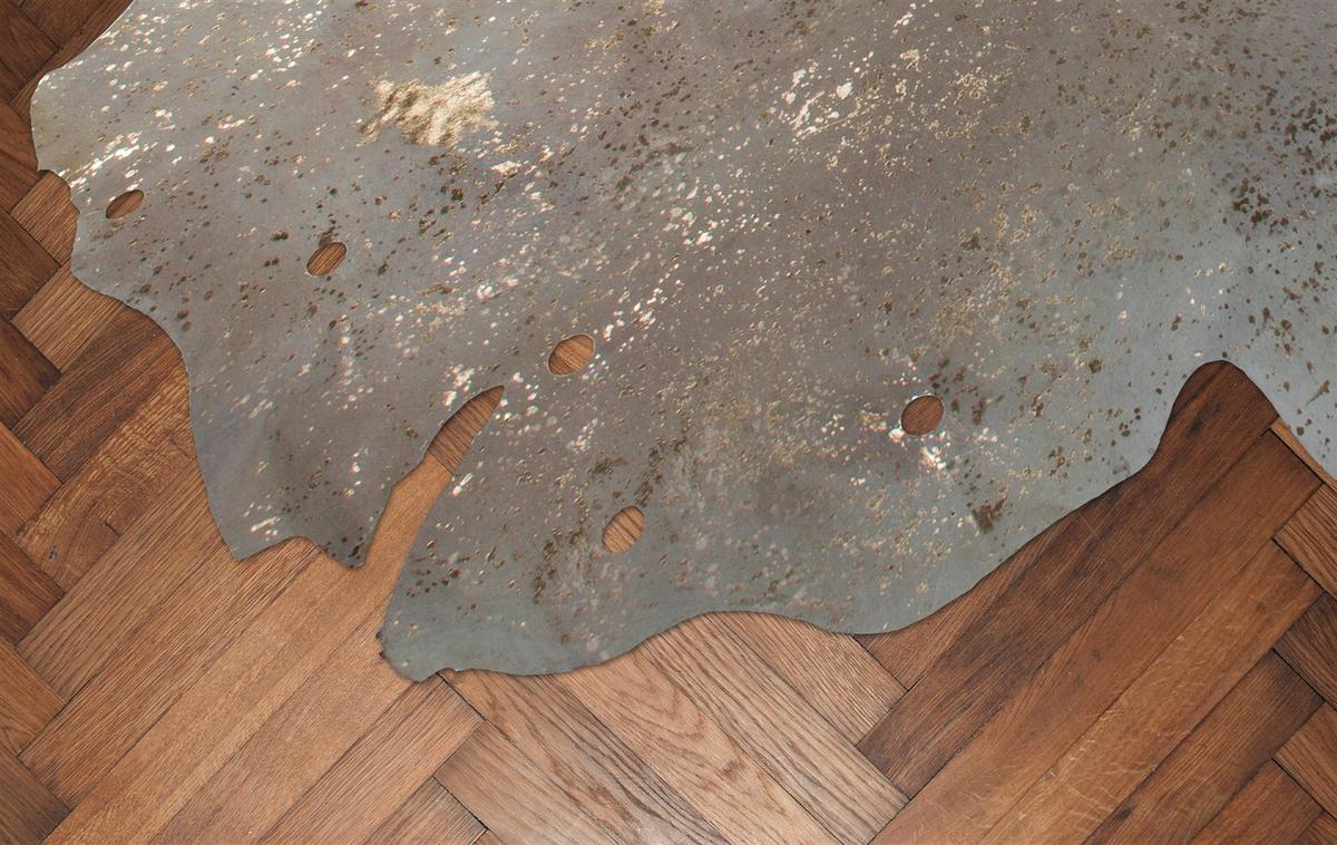 FLACHWEBETEPPICH GLAM 110 ELFENBEIN / GOLD - Goldfarben/Creme, Konventionell, Leder (1.35qm) - Kayoom