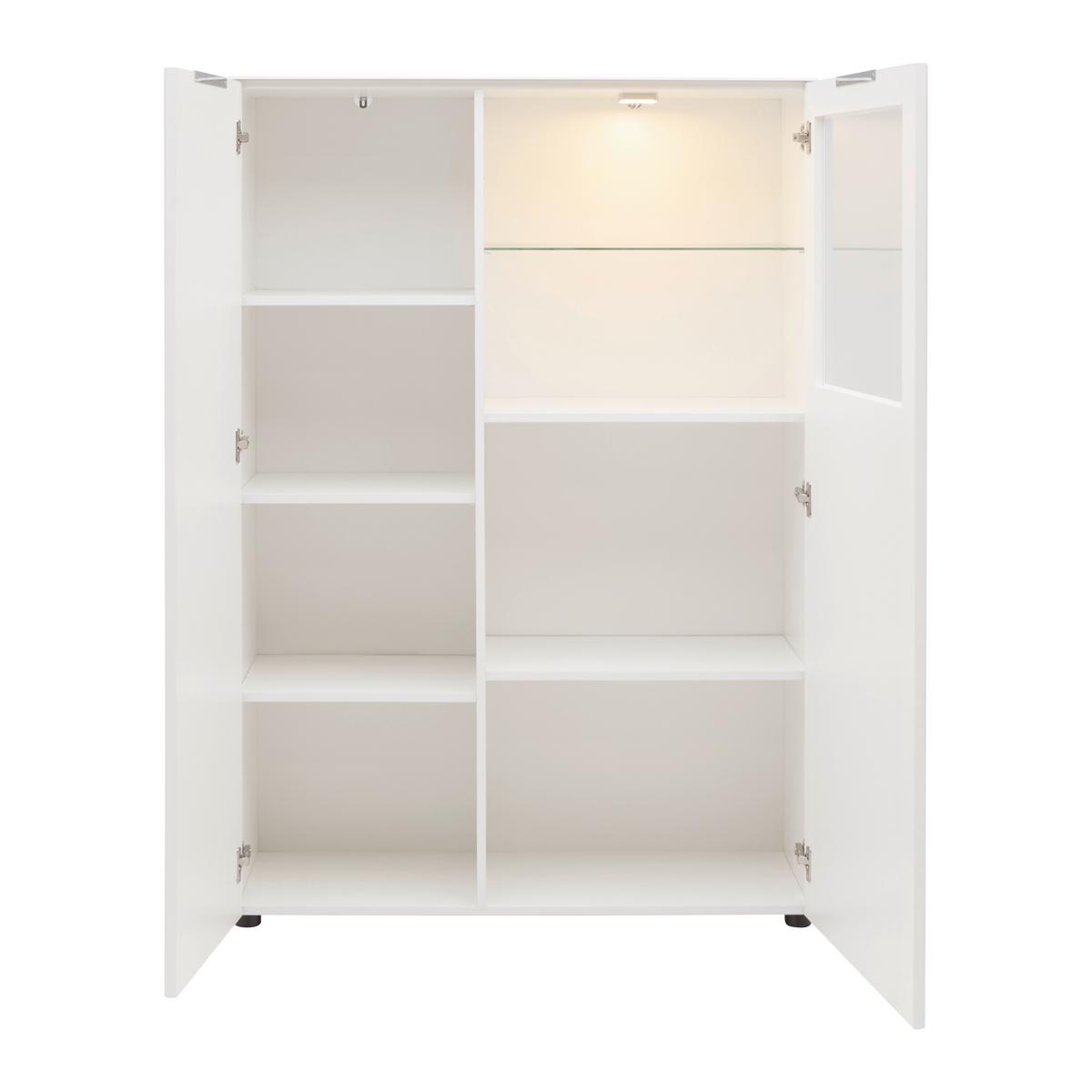 Vitrine Siena Weiß - Chromfarben/Schwarz, MODERN, Glas/Holzwerkstoff (105/151/40cm) - Premium Living