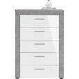 Kommode Weiß/Betonoptik - Hellgrau/Weiß, MODERN, Holzwerkstoff/Kunststoff (74/105/40cm) - Mömax modern living