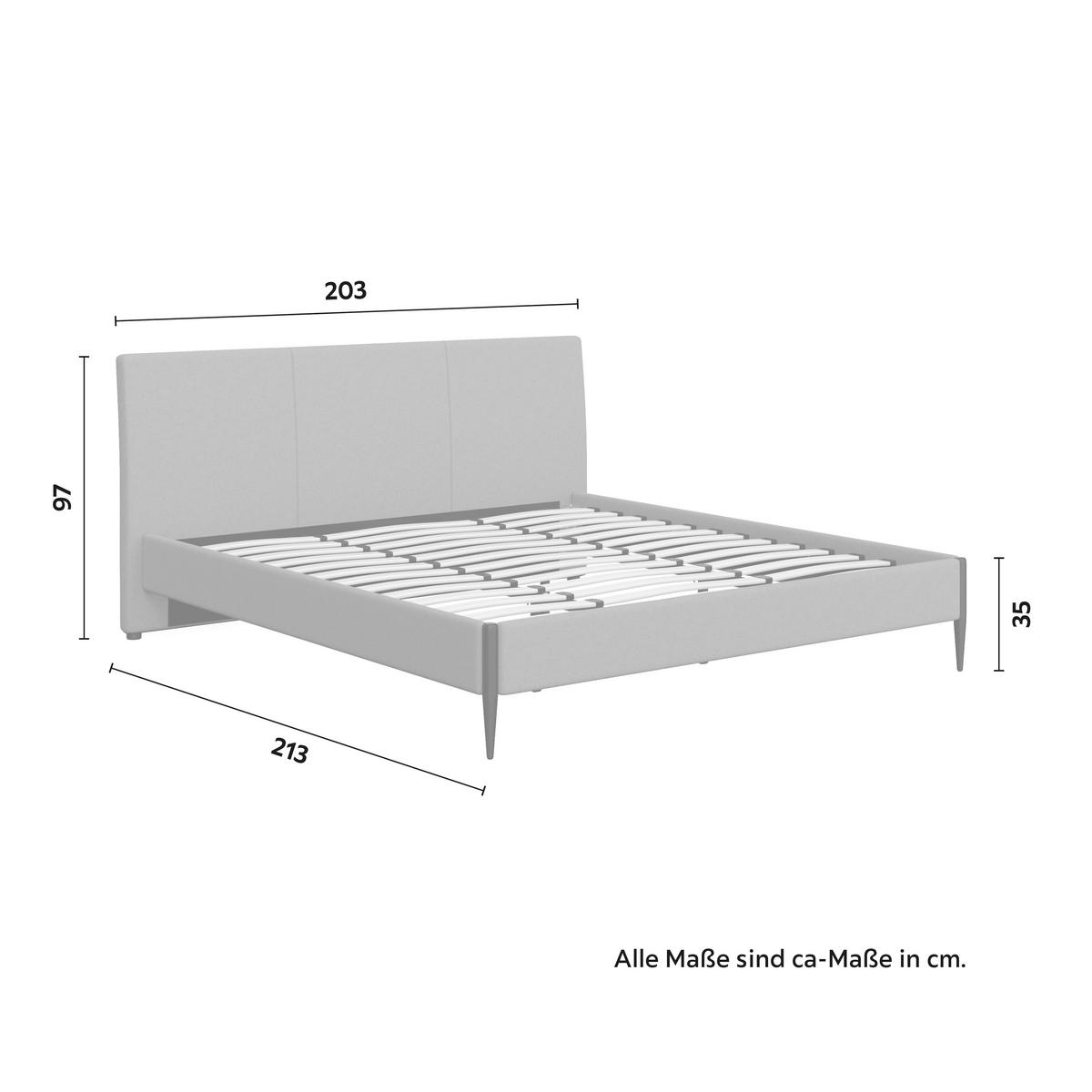 Polsterbett Melisa ca. 180x200 cm Grau - Schwarz/Naturfarben, MODERN, Holz/Textil (180/200cm) - Bessagi Home