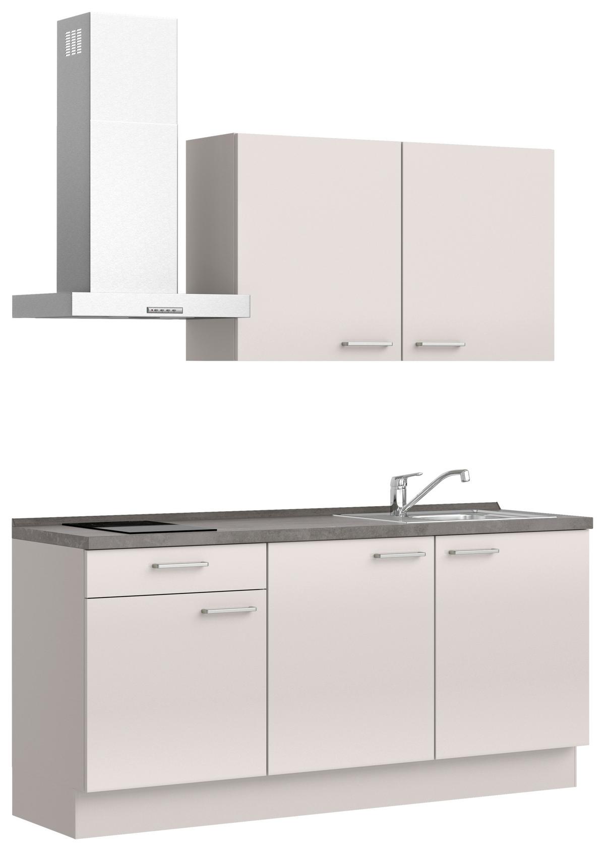 Küchenblock Flash Low m. Geräten Hellgrau - Schieferfarben/Edelstahlfarben, MODERN, Holzwerkstoff/Metall (180cm) - Nobilia