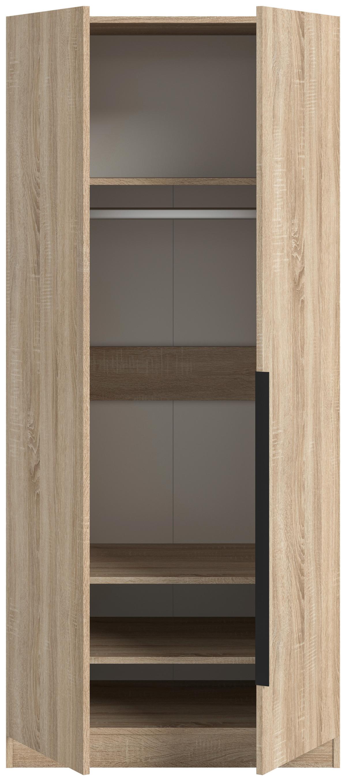 Drehtürenschrank KOPENHAGEN ca.80x181x52cm Sonoma Eiche - Schwarz/Sonoma Eiche, MODERN, Holzwerkstoff/Kunststoff (80/181/52cm) - MID.YOU