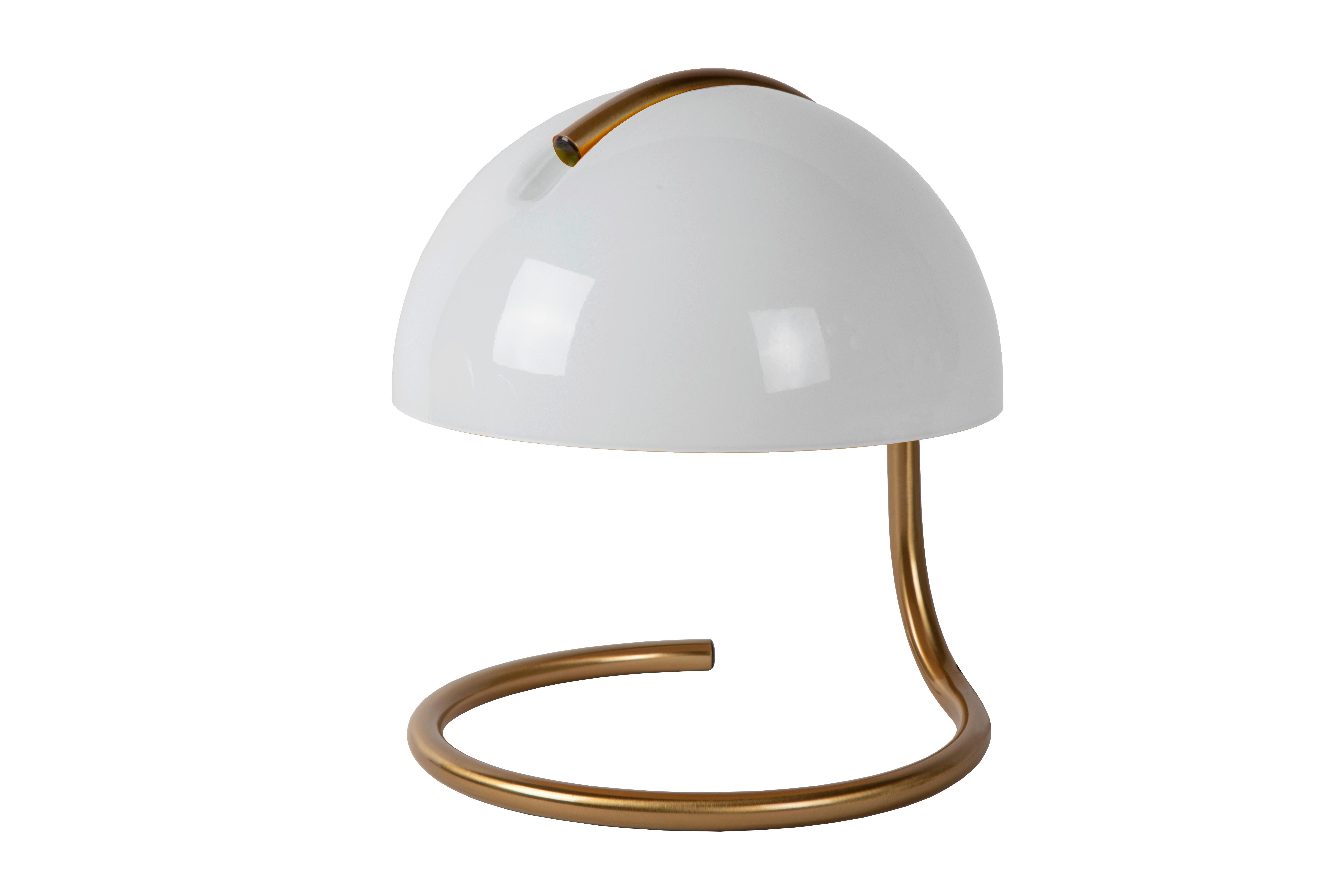 LAMPA STOŁOWA 46516/01/31 CATO - kolor mosiężny/biały, Design, metal/szkło (23.5/23.5/25cm) - Lucide