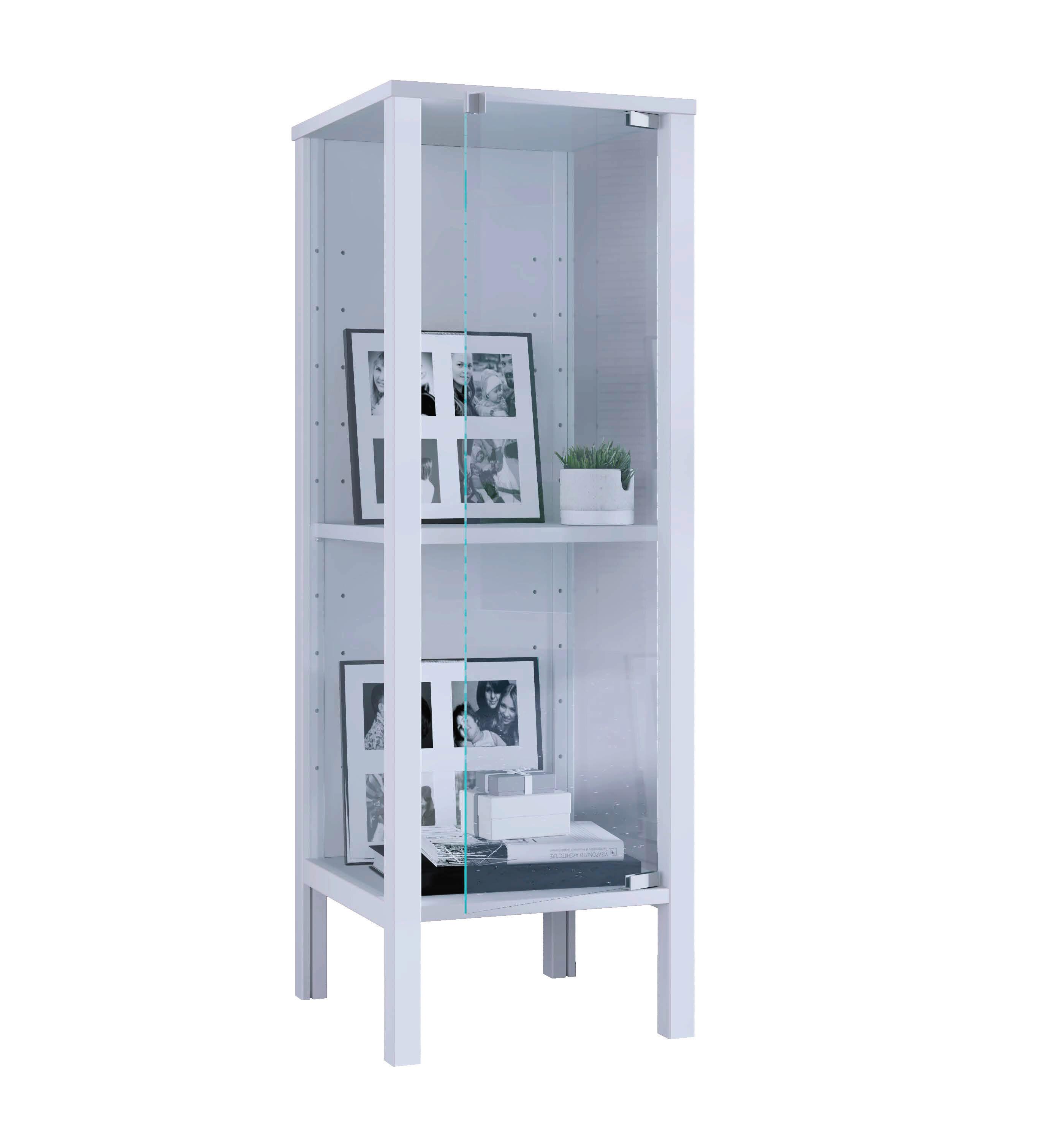 Vitrine Jensol Weiß/Klar - Klar/Weiß, Design, Glas/Holzwerkstoff (33/98/35cm) - Livetastic