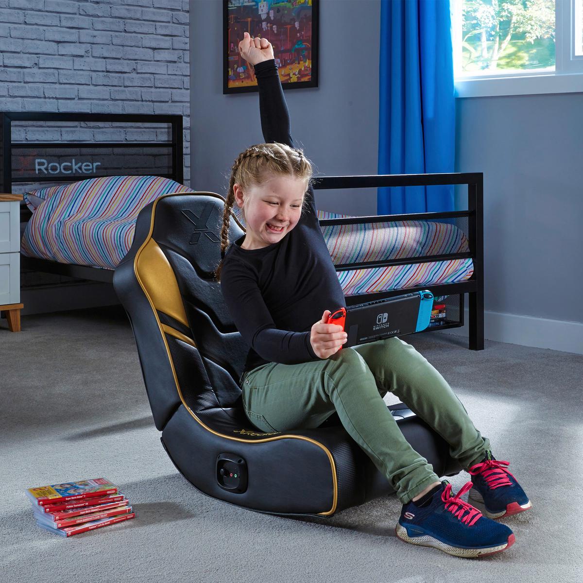 Gamingsessel Shadow 2.0 ca. 42x64x75 cm Gelb/Weiß/Schwarz - Goldfarben/Schwarz, MODERN, Textil (42/64/75cm) - X Rocker