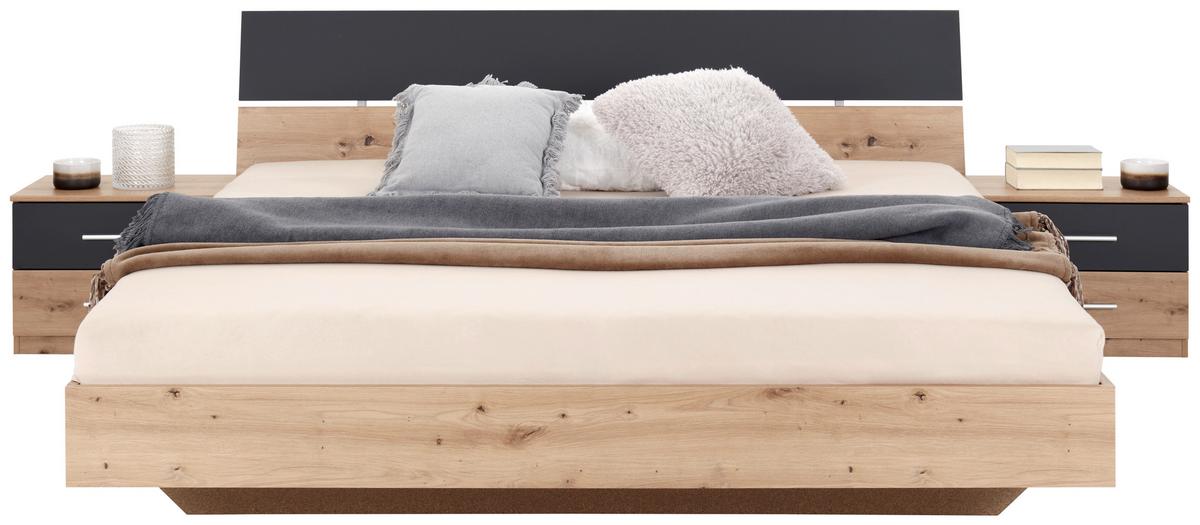 Dormitor Katrin - culoare lemn stejar/grafit, Konventionell, material pe bază de lemn - Best Price