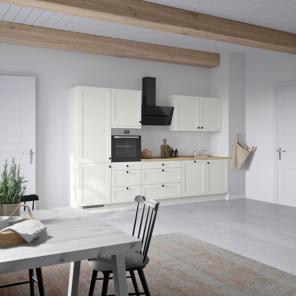 Küchenblock Cascada High m. Geräten Weiß - Eichefarben/Schwarz, MODERN, Holzwerkstoff/Metall (330cm) - Nobilia