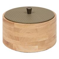 Cutie cu capac Code cca. 19 cm - kaki/culoare natur, Basics, plastic/lemn (19,5/12,5cm)