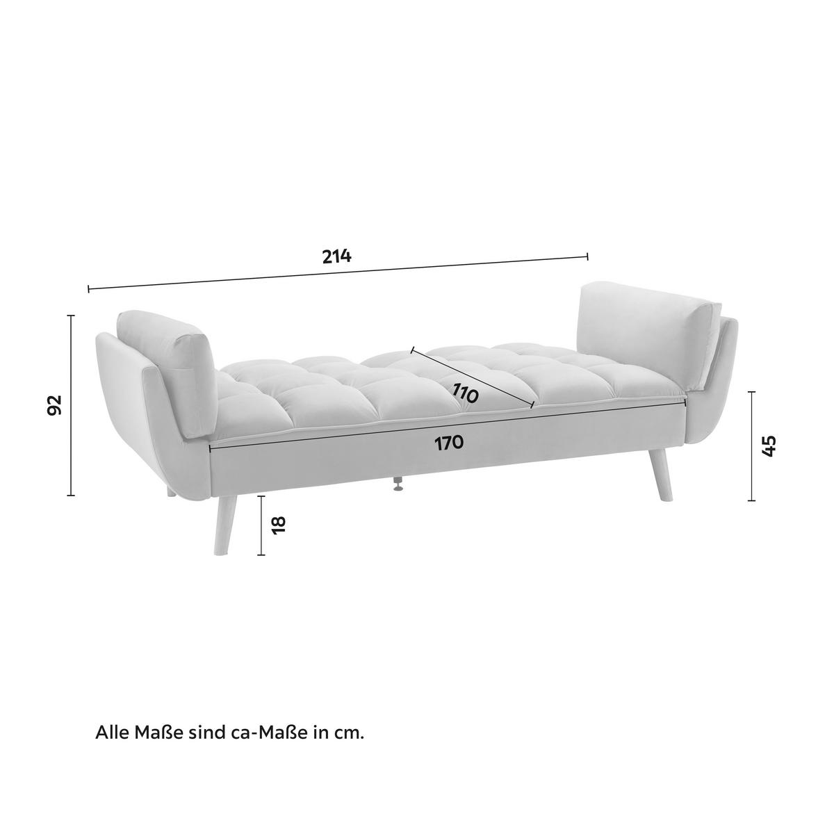 SOFA Z FUNKCJĄ SPANIA CORA - kolor naturalny/szary, Modern, drewno/tkanina (214/92/81cm) - Bessagi Home