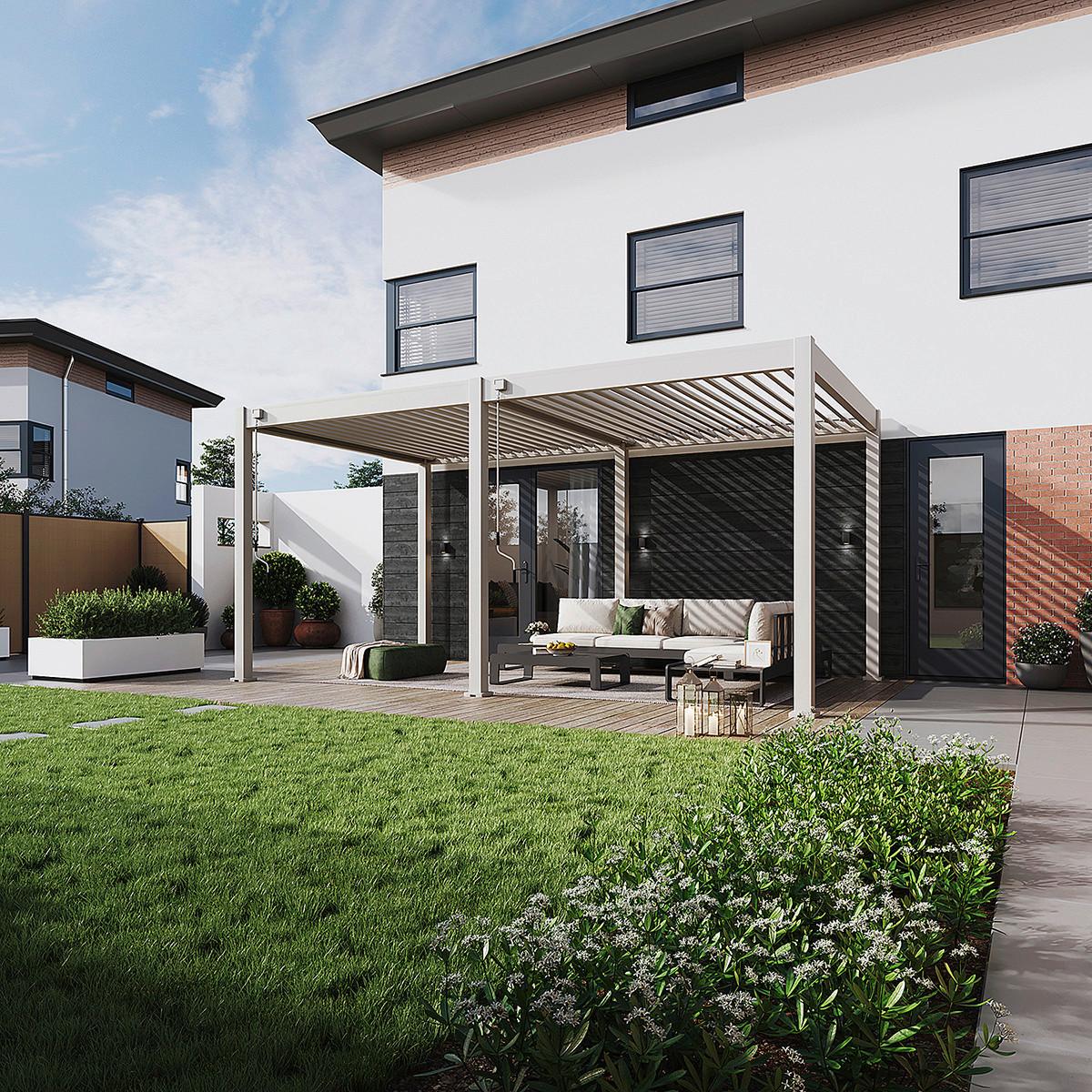 Pergola Trumpf, Biserna Barva, 3x5,3m - biserna, Basics, kovina (300/255/530cm) - Gardenson