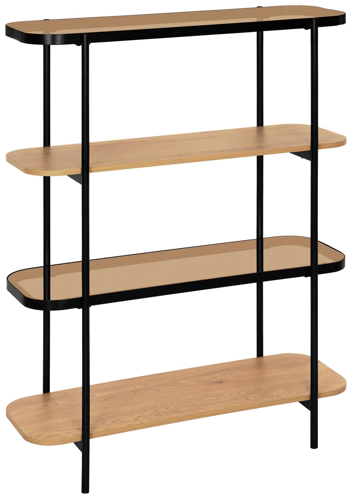 Polica Linea - prirodne boje/crna, Moderno, staklo/drvni materijal (90/120/34cm) - Modern Living