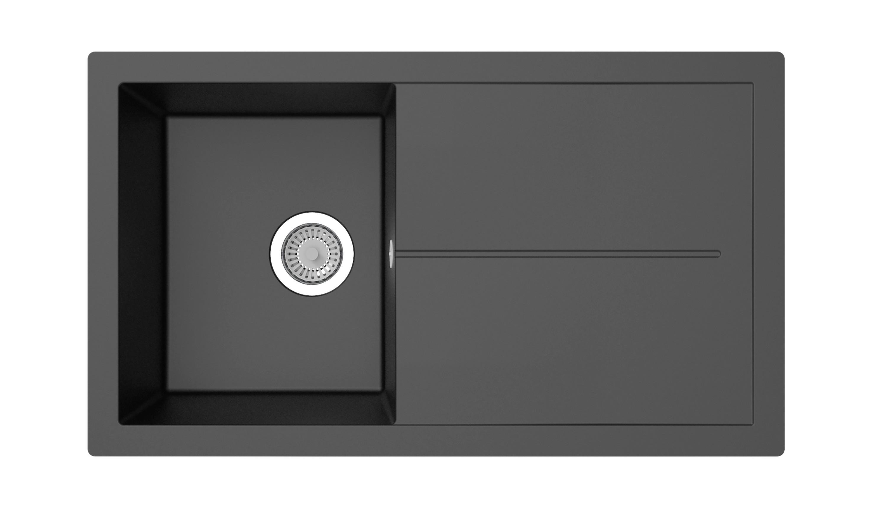 Pomivalno Korito Cleveland, 86x50cm - črna, Basics, kamen/umetna masa (86/21,4/50cm) - Respekta