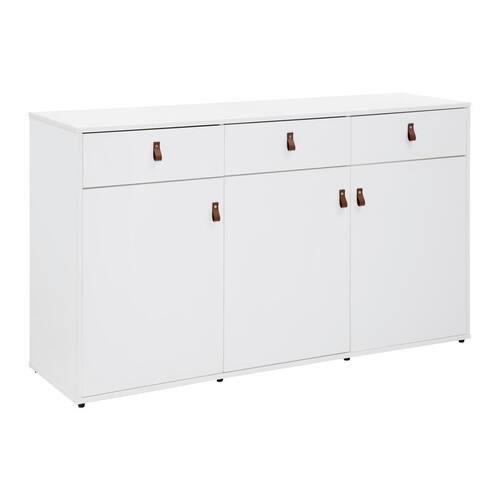 Sideboard Mick Weiß MDF - Schwarz/Braun, MODERN, Kunststoff/Textil (138/80/40cm) - Bessagi Home