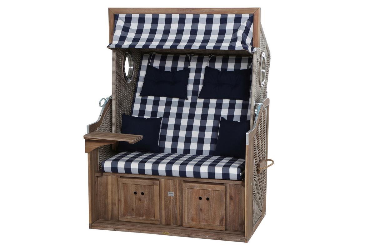 Siena Garden Strandkorb ca.130x80x165cm Blau,Weiß - Blau/Weiß, KONVENTIONELL, Holz/Kunststoff (130/80/165cm) - Siena Garden