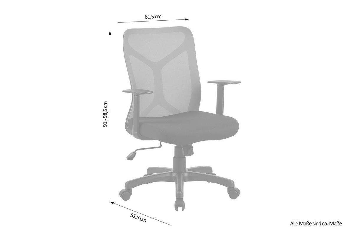 Drehstuhl Bone Schwarz - Schwarz, MODERN, Kunststoff/Textil (61,5/91/51,5cm) - MID.YOU