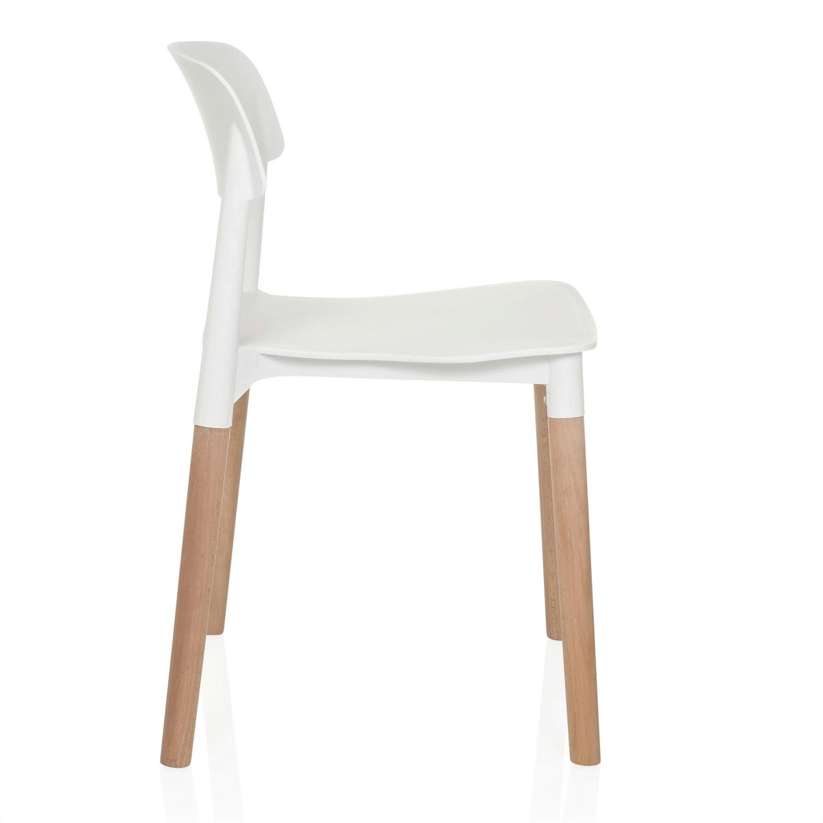Stol Scandi E, Bela - bela/barve bukve, Moderno, umetna masa/les (49/77/49cm) - MID.YOU