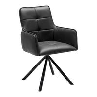Scaun cu brate VINCENT - negru, Modern, metal/piele (58/87/63cm) - Premium Living