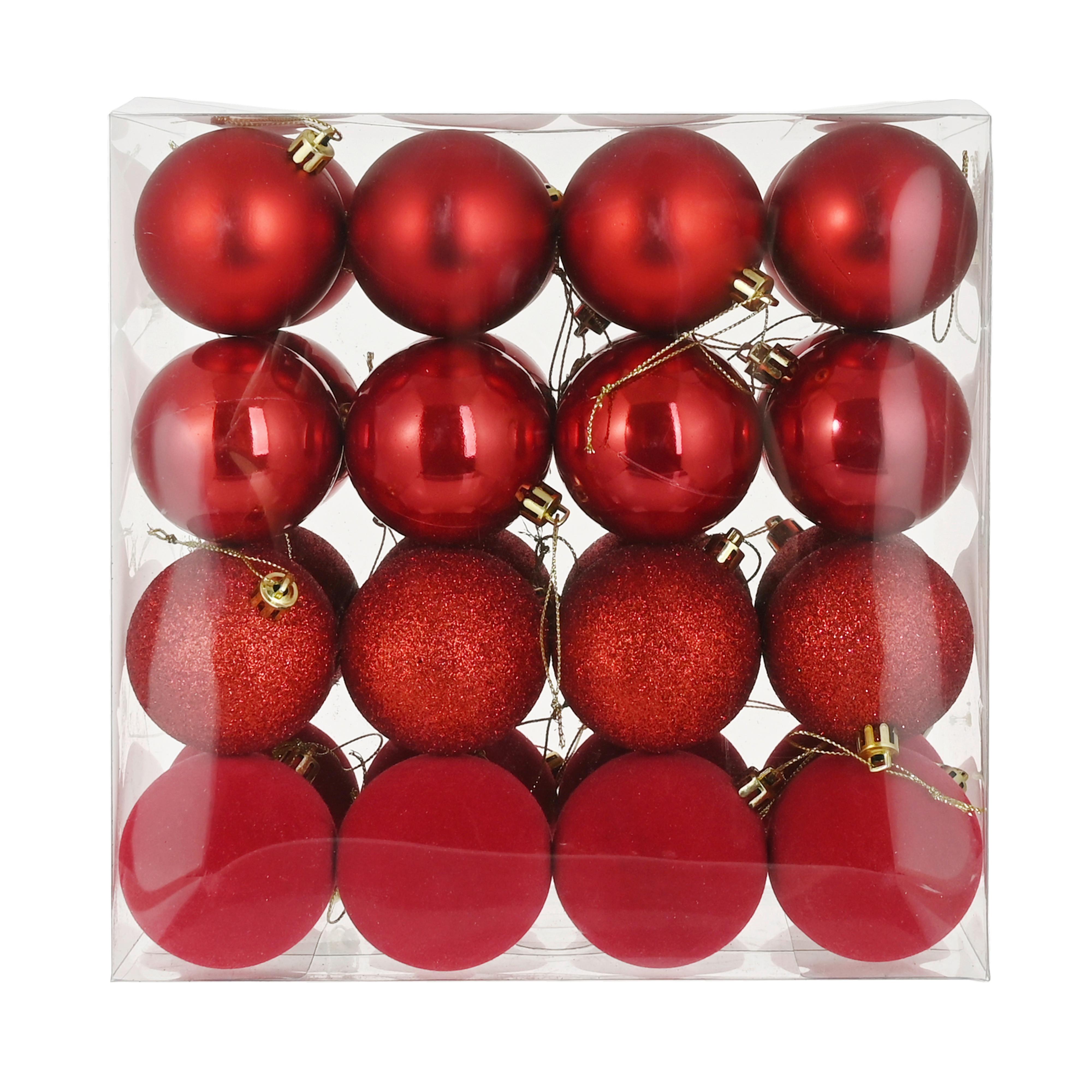 Christbaumkugel Rot, 32-Teilig - Rot, Konventionell, Kunststoff (6cm) - Mömax