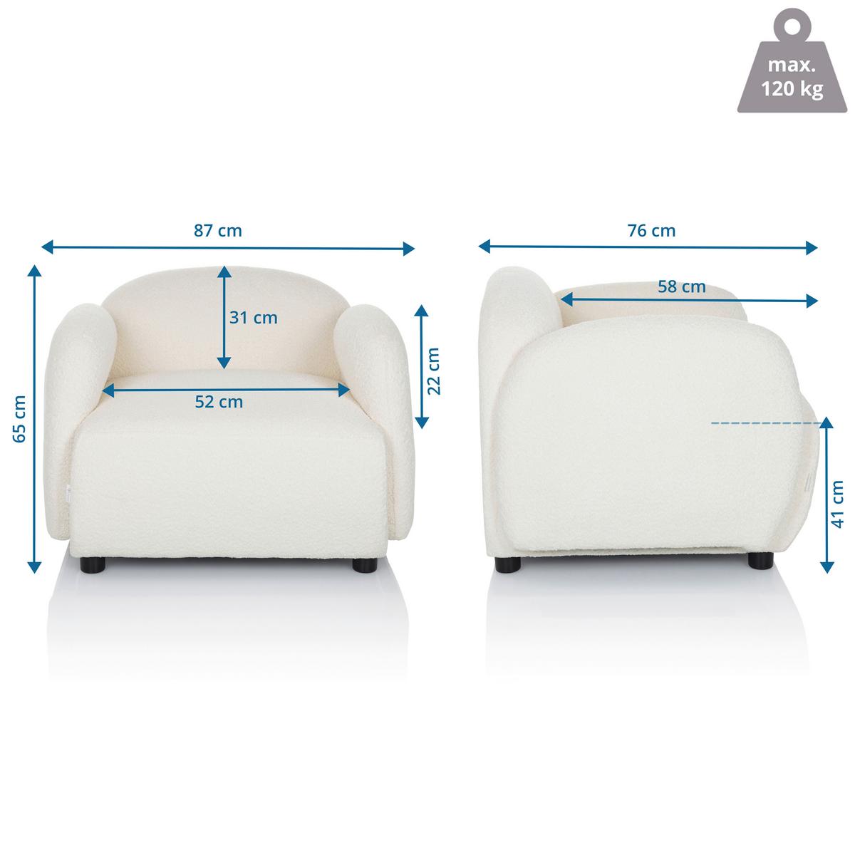 Naslanjač Verduna, Bela - črna/bela, Moderno, umetna masa/tekstil (87/65/76cm) - MID.YOU