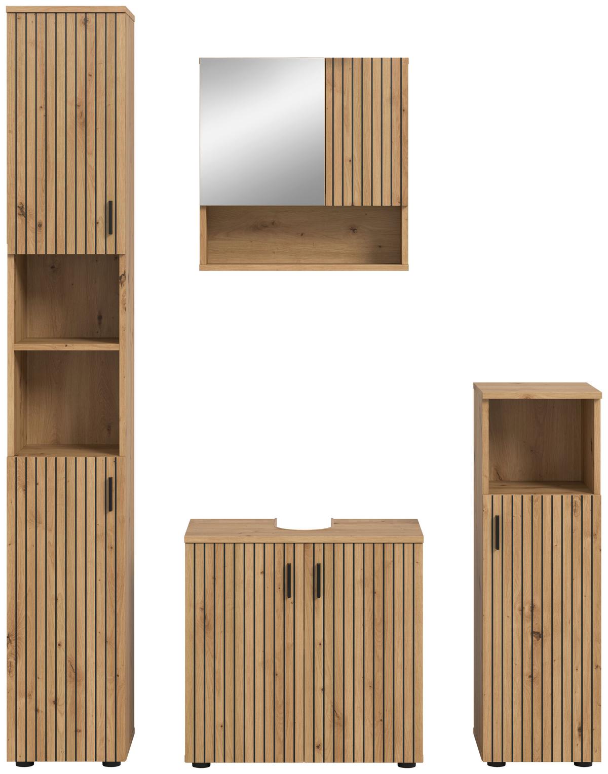 Kopalnica Mone, Barva Hrasta, 4-Delna - hrast artisan, Basics, umetna masa/leseni material (120cm) - MID.YOU