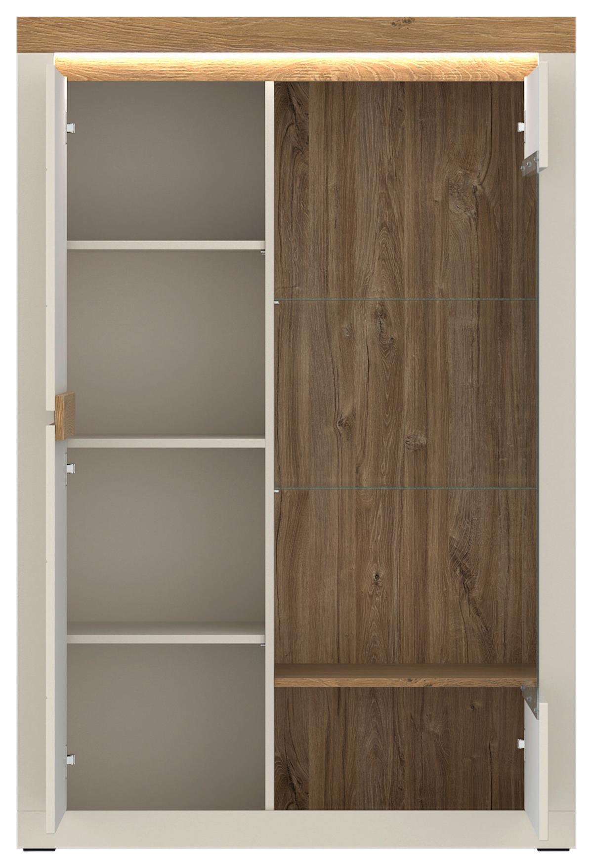 Vitrina Naxxar - kašmir/boje hrasta, Trend, staklo/drvni materijal (104,2/156,3/39,6cm) - Modern Living