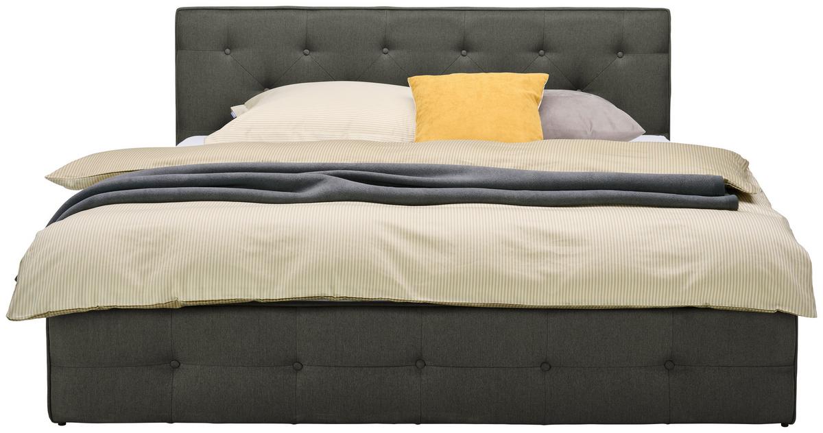 Oblazinjena Postelja Padua, Temno Siva, 180x200 - temno siva, Moderno, tekstil/les (180/200cm) - Carryhome