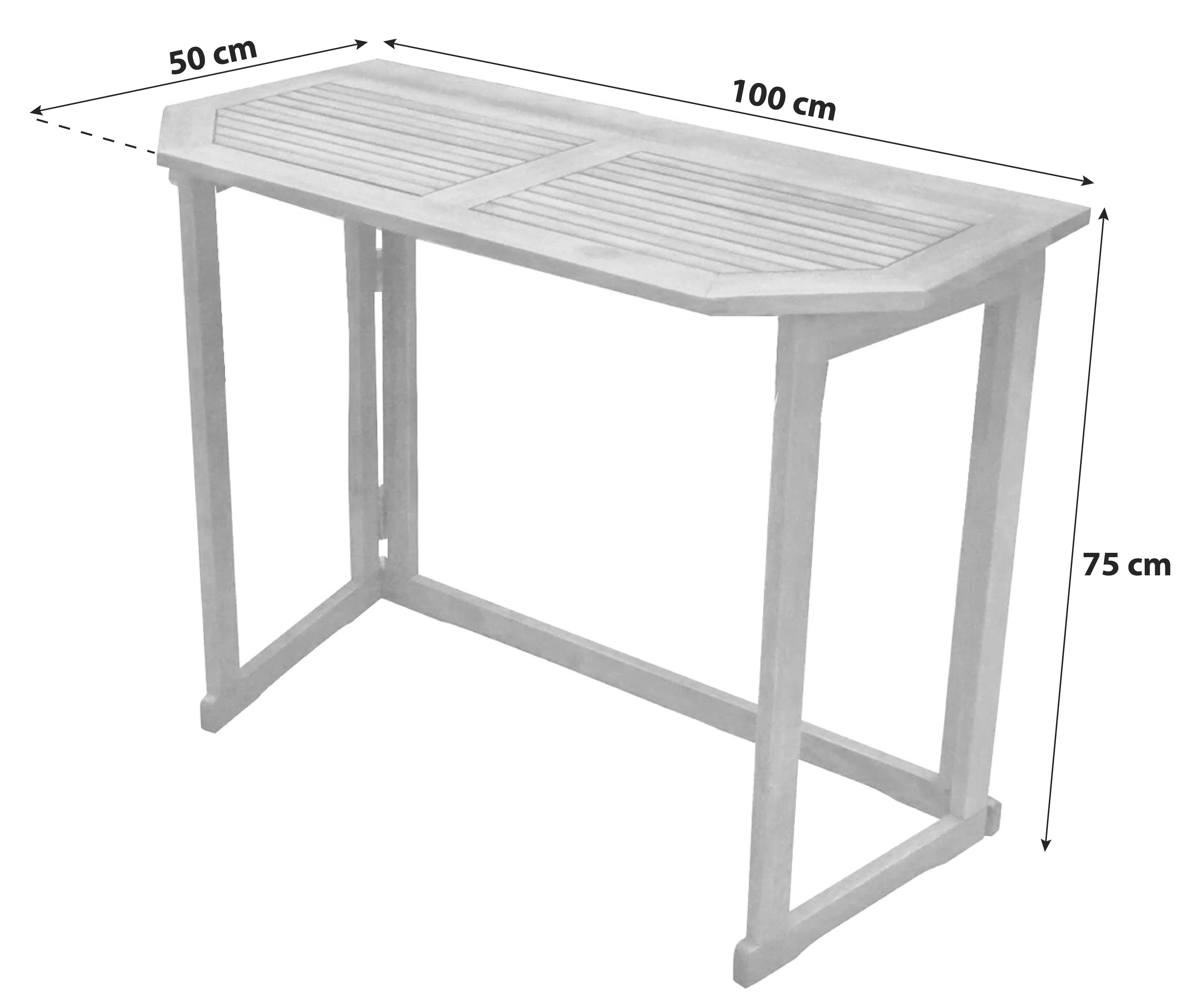 Balkontisch klappbar ca. 100x50x75 cm Holz - Braun, Basics, Holz (100/50/75cm)