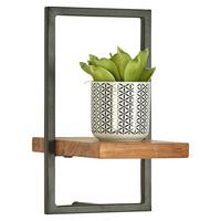 REGAŁ ŚCIENNY VALO - kolor akacjowy/czarny, Trend, metal/drewno (20/35/25cm) - Landscape