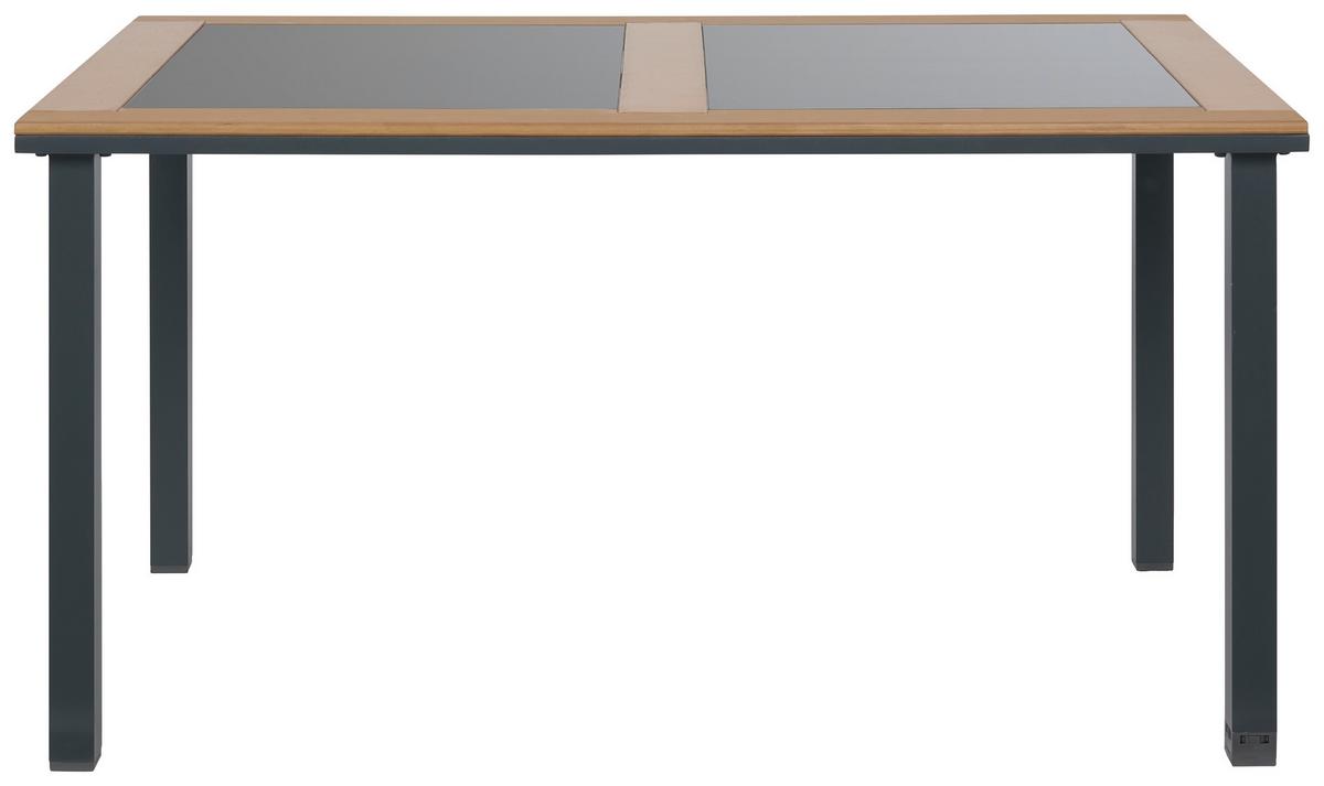 Vrtna Miza Bernd, Aluminij, Kaljeno Steklo, 140x90 - črna/naravne barve, Moderno, kovina/umetna masa (140/74/90cm) - Beldano