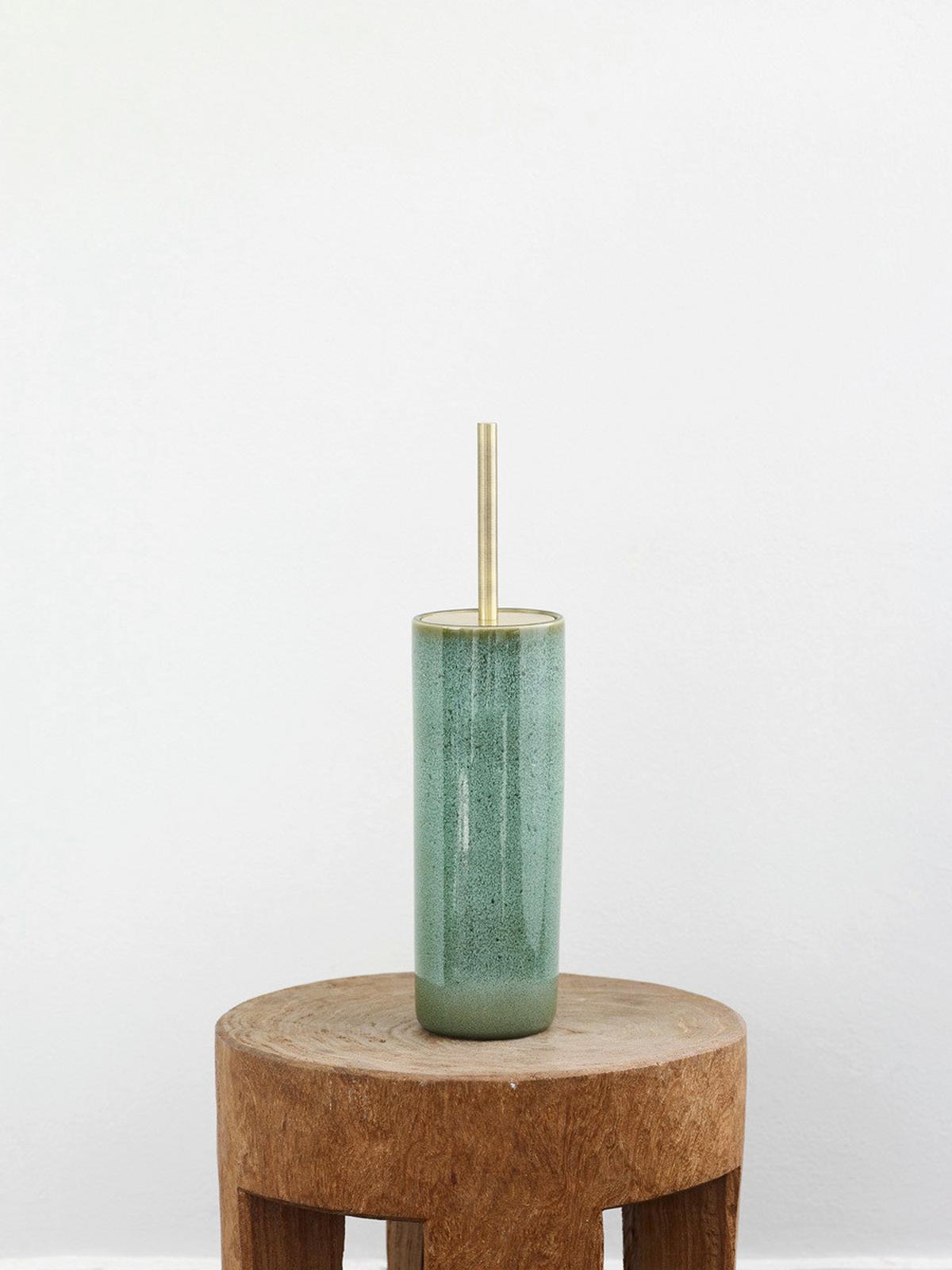 UCHWYT NA SZCZOTKĘ DO WC UGO - zielony/kolor złoty, Trend, ceramika (10/38,5cm) - Aquanova