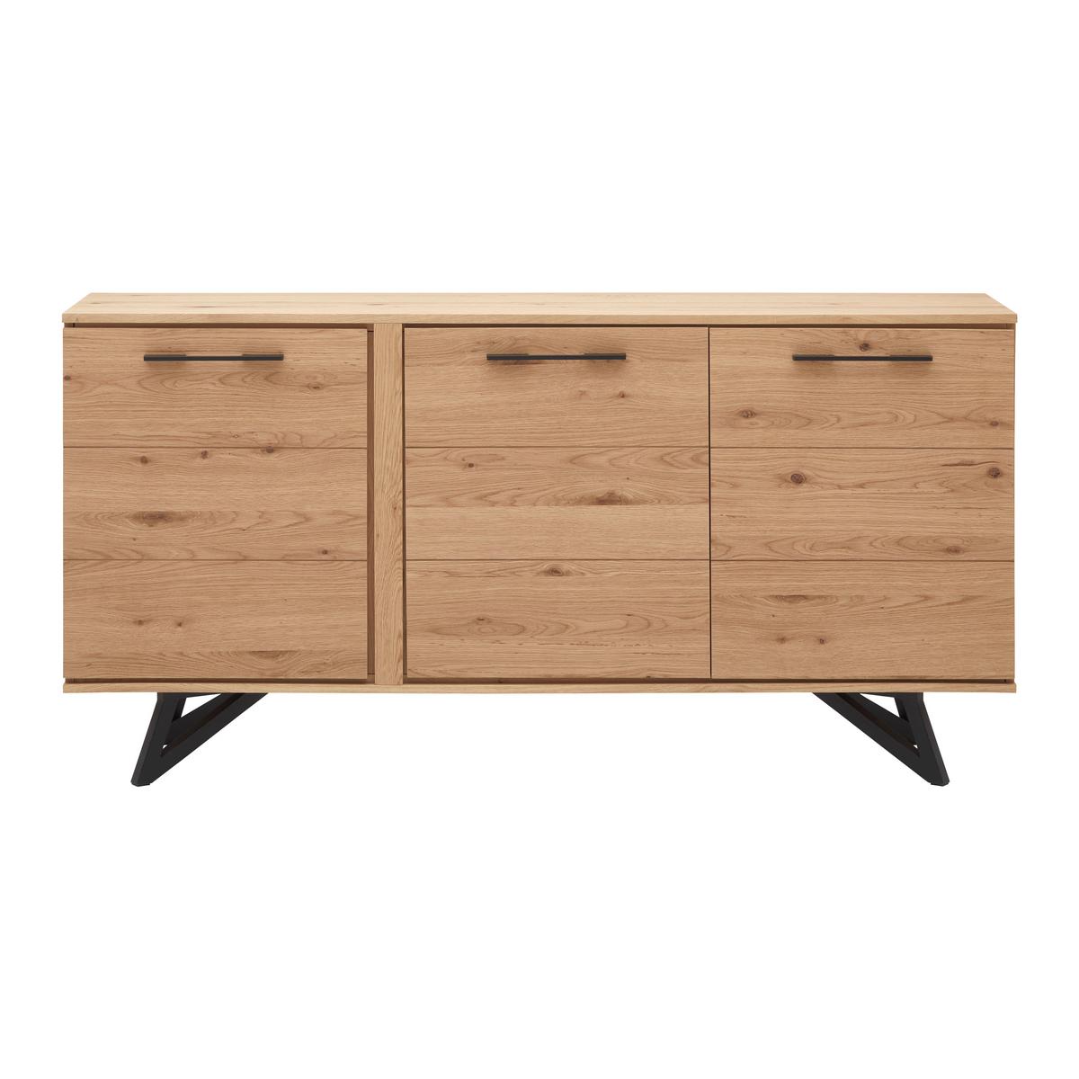 Sideboard Emilio Eichefarben Echtholz - Eichefarben/Schwarz, MODERN, Holz/Metall (170/85/40cm) - Bessagi Home