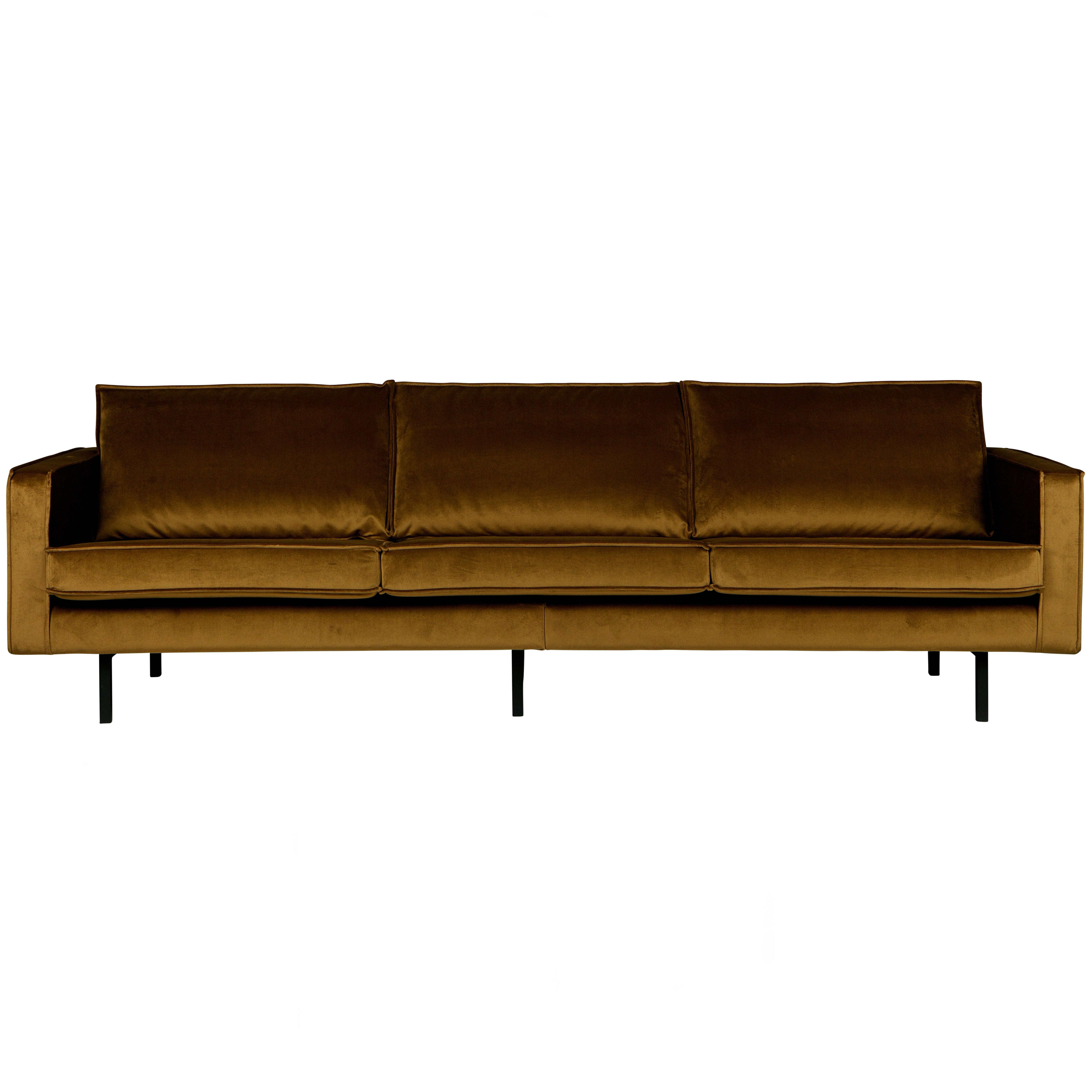 3-Sitzer Sofa Rodeo Honig B: 277cm - Schwarz/Honig, Design, Textil/Metall (277/85/86cm) - Livetastic