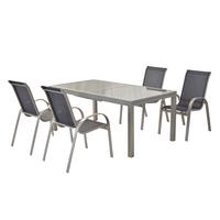 Vrtni Set Amalfi, 5-delni, Raztegljiva Miza - modra/srebrne barve, Moderno, kovina/tekstil - Gardenson
