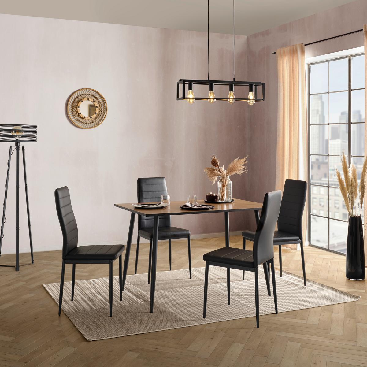 Masa TOM - culoare natur/negru, Konventionell, metal/material pe bază de lemn (120/76/80cm) - Based