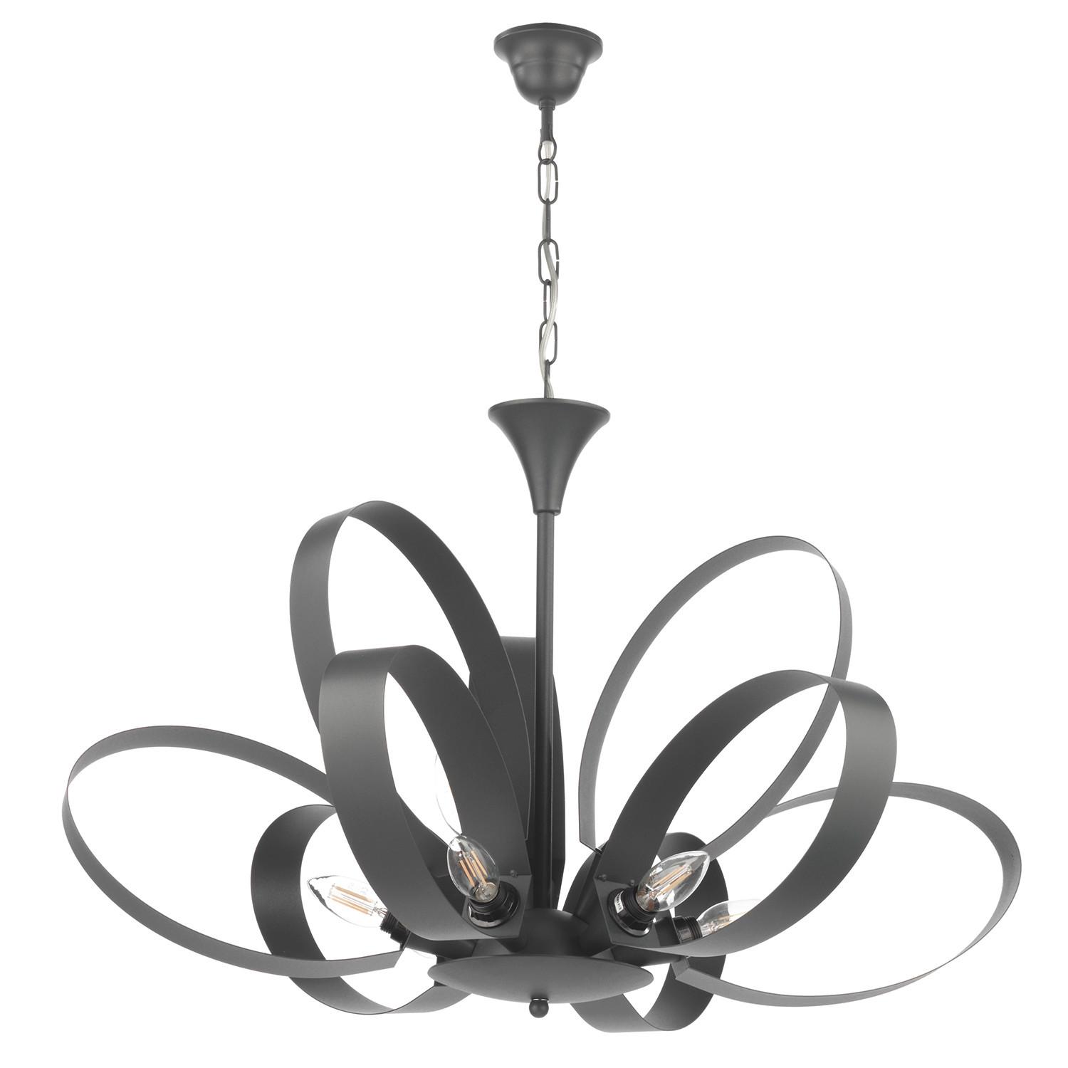 Kronleuchter Serena Grau max. 6 Watt - Grau, Design, Metall (75/115cm)