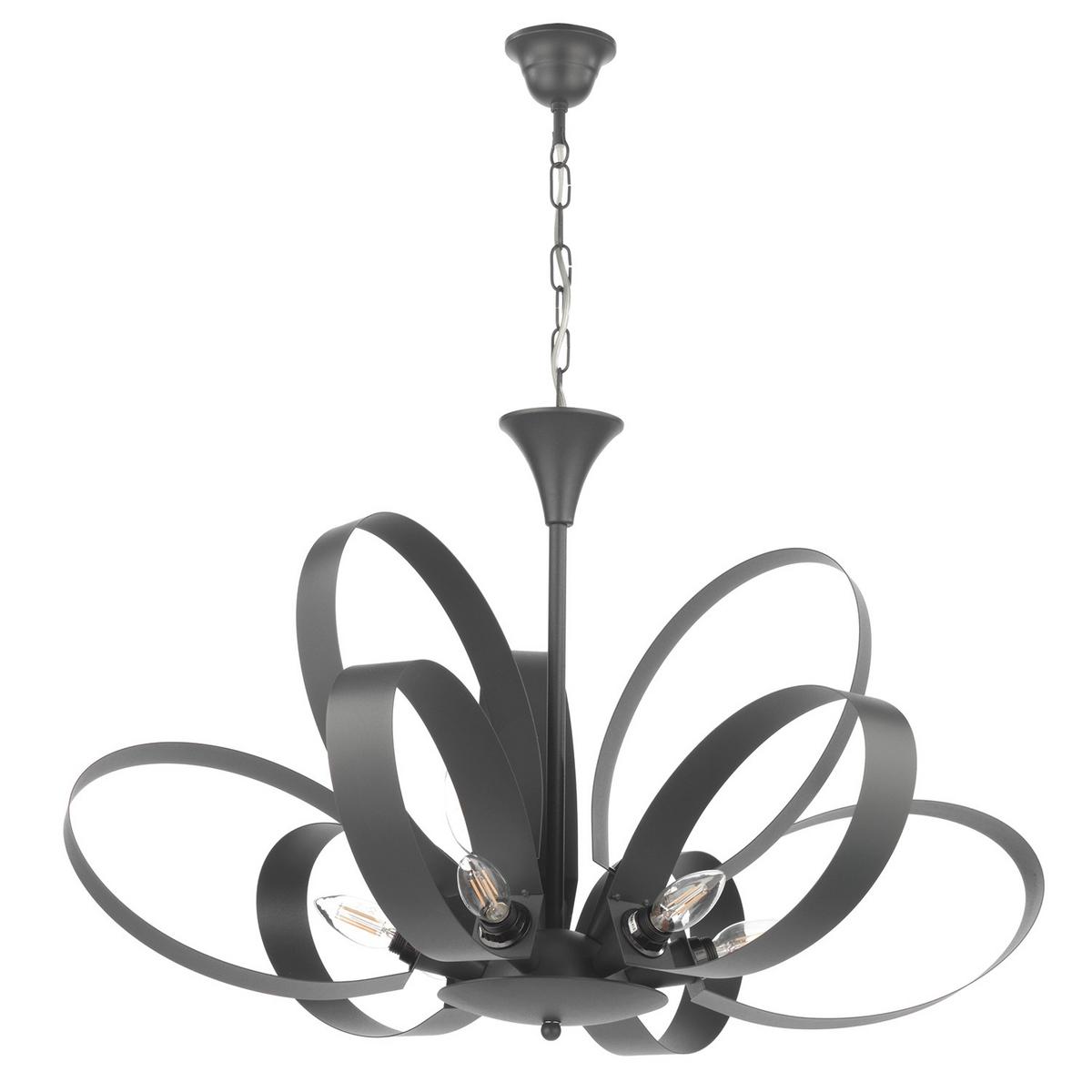 Kronleuchter Serena Grau max. 6 Watt - Grau, Design, Metall (75/115cm)