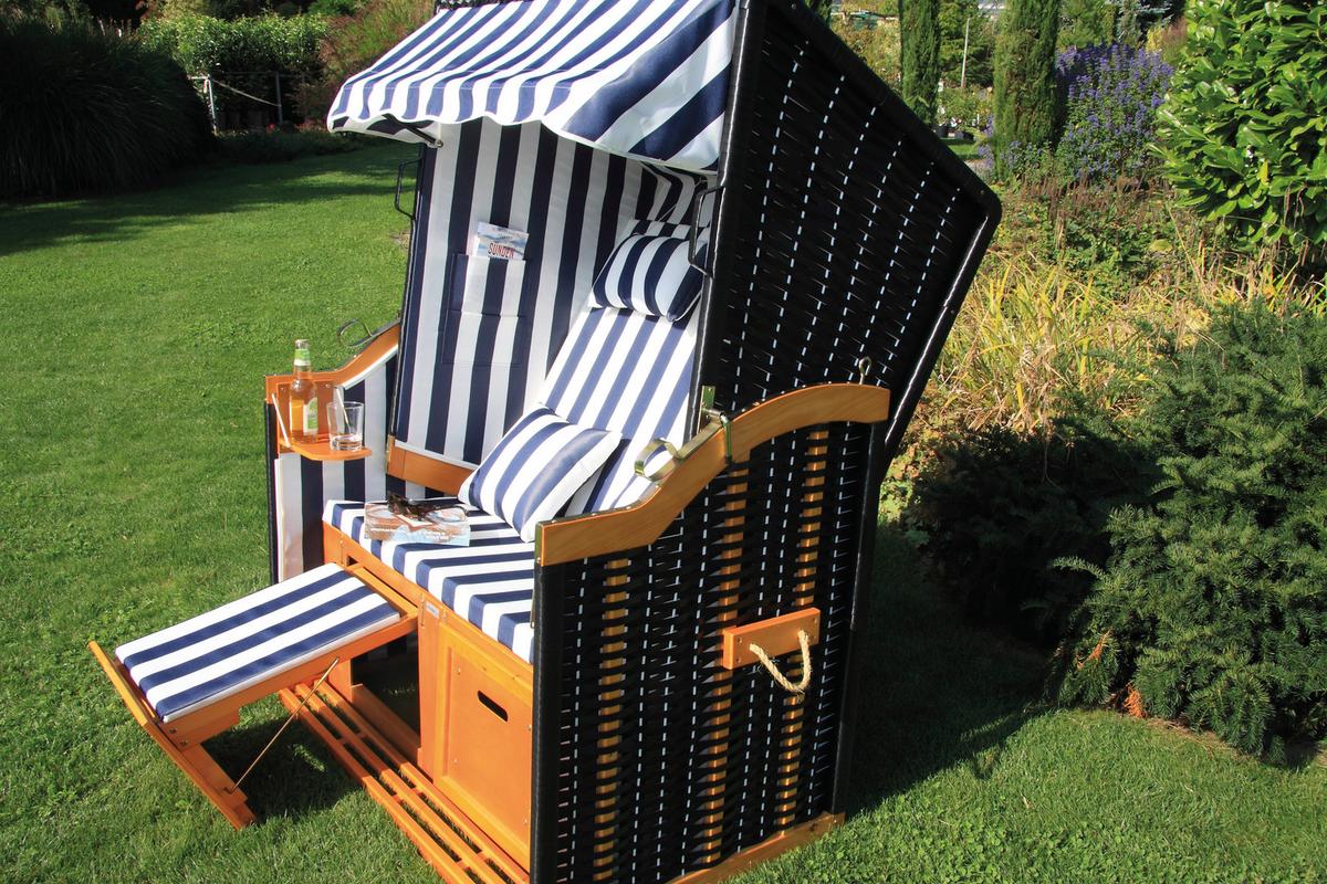 Ležalnik Za Plažo Sylt - modra/bela, Basics, tekstil/les (116/160/72cm) - Acamp