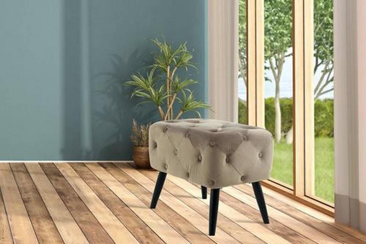 Hocker Piano ca. 40x48 cm Taupe Samt - Taupe/Schwarz, Basics, Holz/Holzwerkstoff (40/48/60cm) - Kayoom