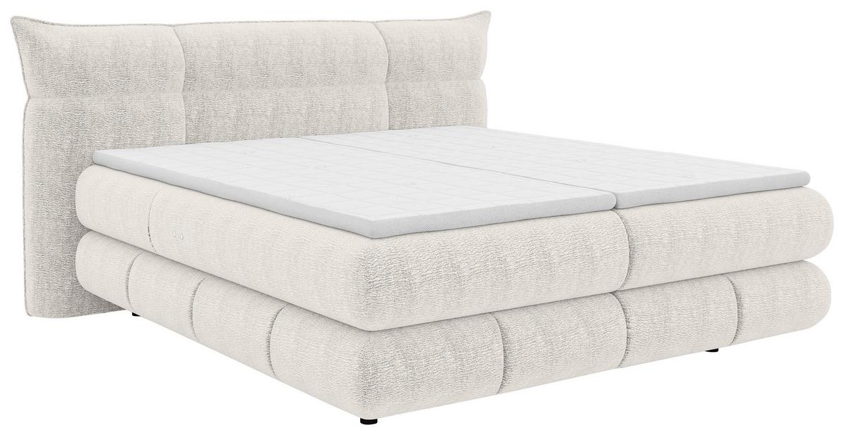 Boxspringbett Auris Creme ca. 180x200cm - Creme/Schwarz, KONVENTIONELL, Kunststoff/Textil (180/200cm) - Sembella