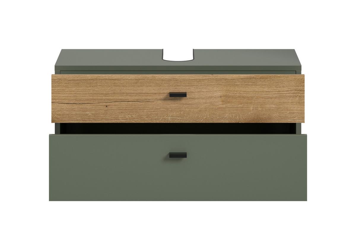 Waschbeckenunterschrank Aqua Grün/Eichefarben - Eichefarben/Schwarz, Trend, Holzwerkstoff/Kunststoff (75/35/35cm) - MID.YOU