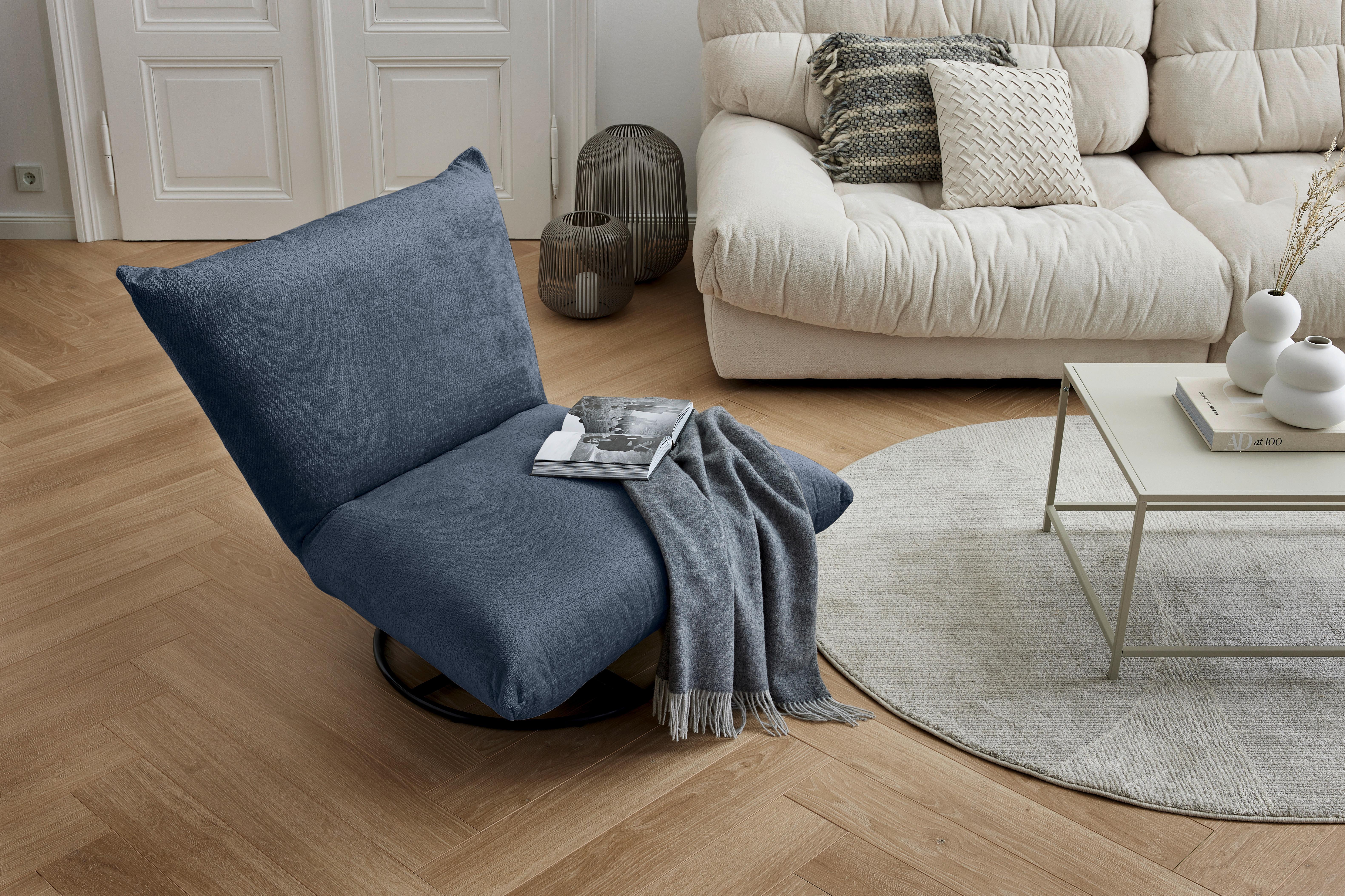 Relaxsessel Cremona Dunkelblau - Schwarz/Dunkelblau, Design, Textil/Metall (100/78/96cm) - Livetastic