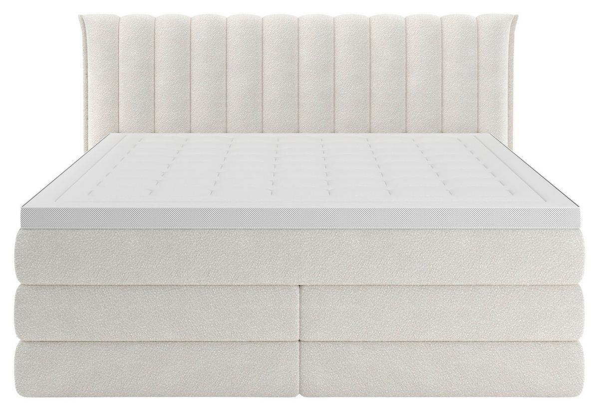 Boxspringbett Lina Creme ca. 160x200cm - Creme, KONVENTIONELL, Holz/Holzwerkstoff (160/200cm) - Premium Living