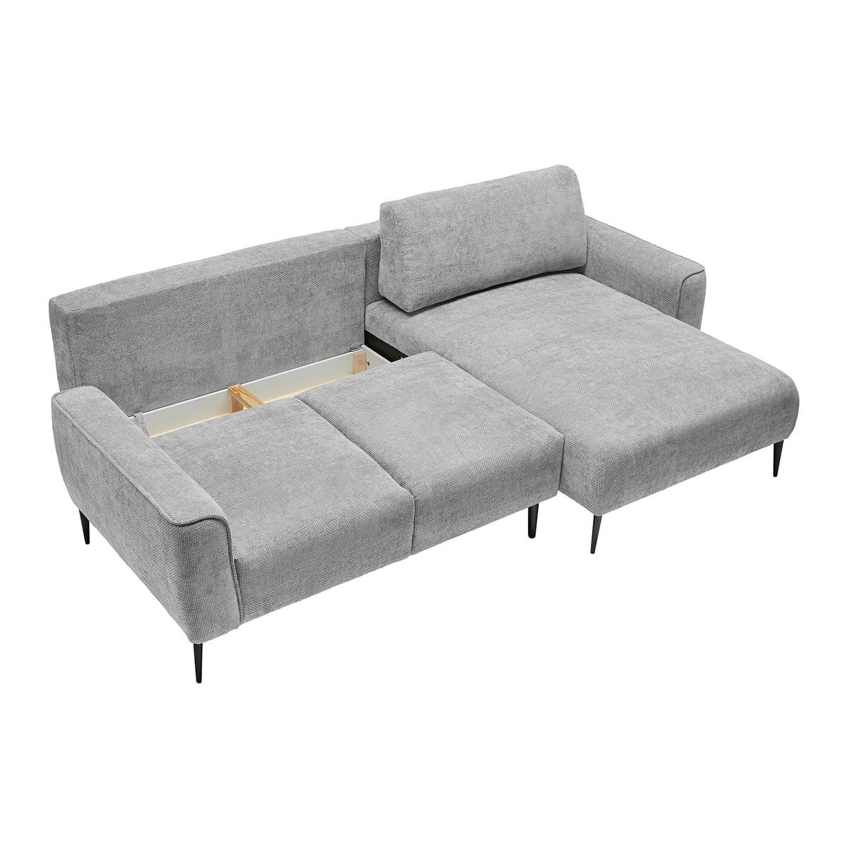 Ecksofa Custom Silberfarben - Hellgrau/Schwarz, MODERN, Textil/Metall (255/164cm) - Mömax